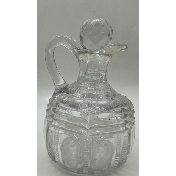 Vintage Set of 6 Clear Glass Cruets with Stoppers oil vinegar  Vtg - Picture 3 of 7